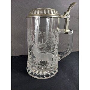 Vintage Dovex Etched Deer Beer Stein with Engraved Lid "Baby Cakes"
